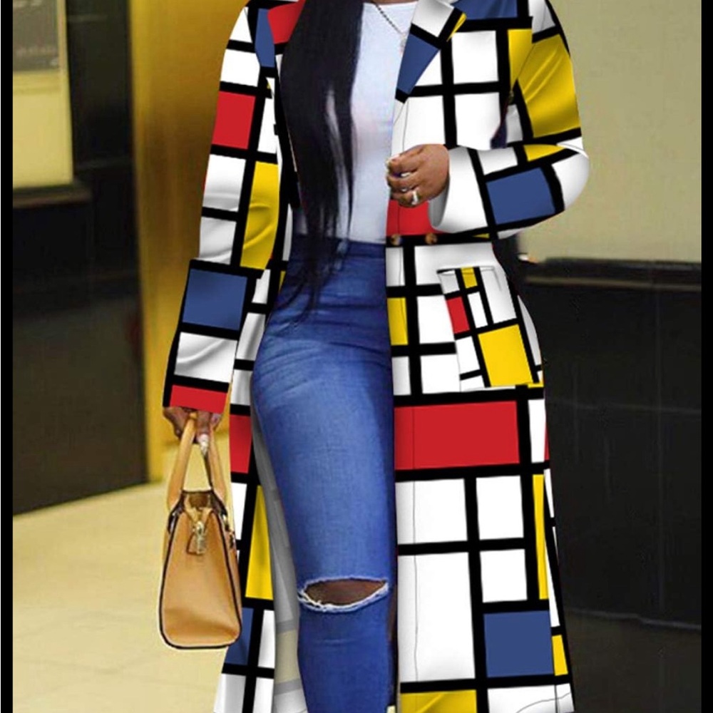 Shein Large Geometric printed coat!